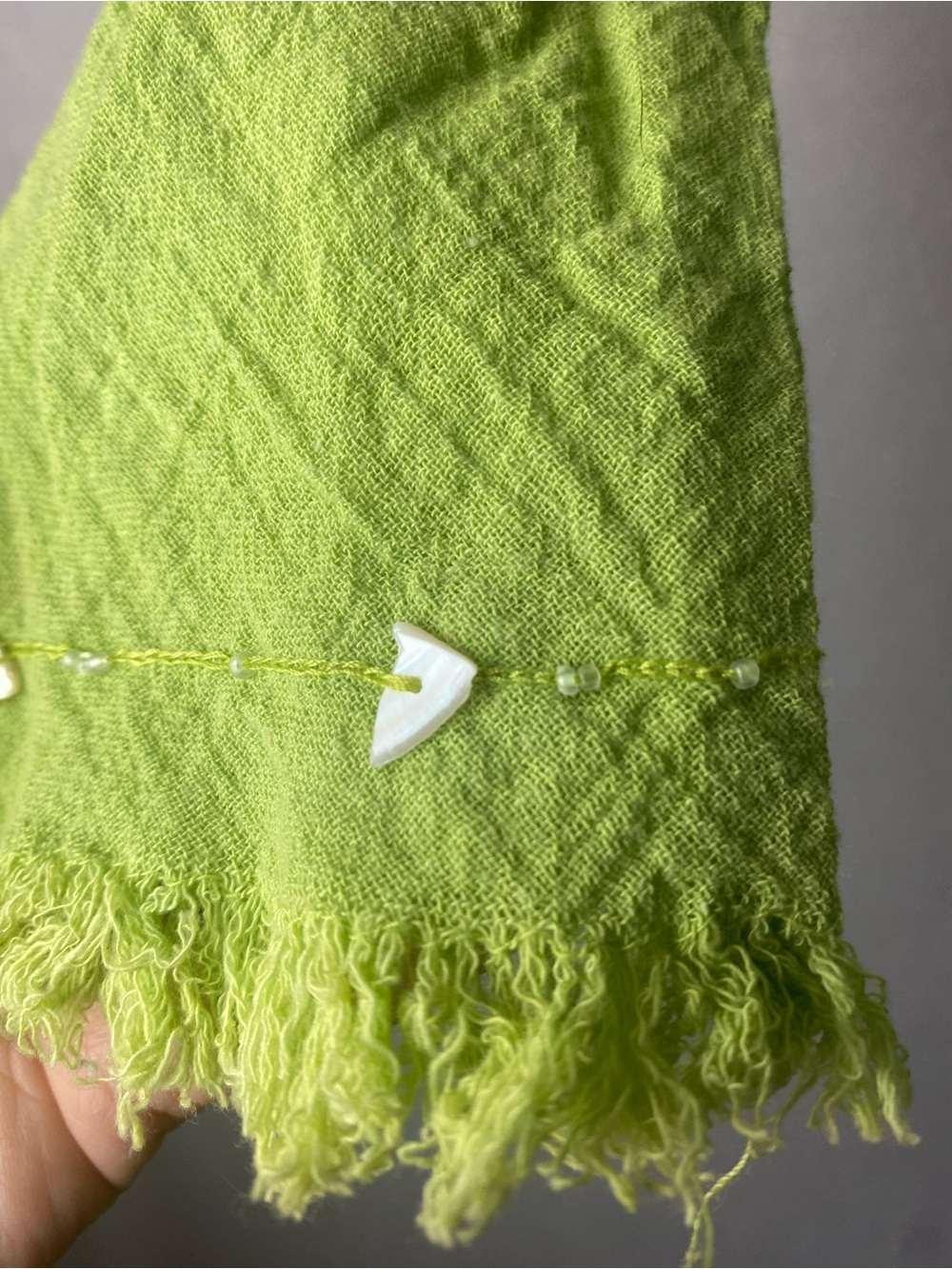 Vintage Y2K Valentino Jeans Cotton Shell trimmed top lime green boho beach S - Picture 4 of 7